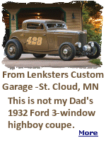 My Dad owned a 1932 Ford 3 Window Coupe that he stored in my grandmother's barn during World War II and it was waiting for him after the war ended. A good friend sent me this article about a restoration of that same model that her son just completed. What a beautiful car, amazing, the original never looked like this. 